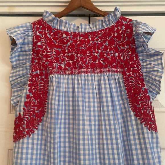 New J. Marie Rebel Ruffle Neck Blue and Red Gingham Dress size XS - Picture 8 of 16